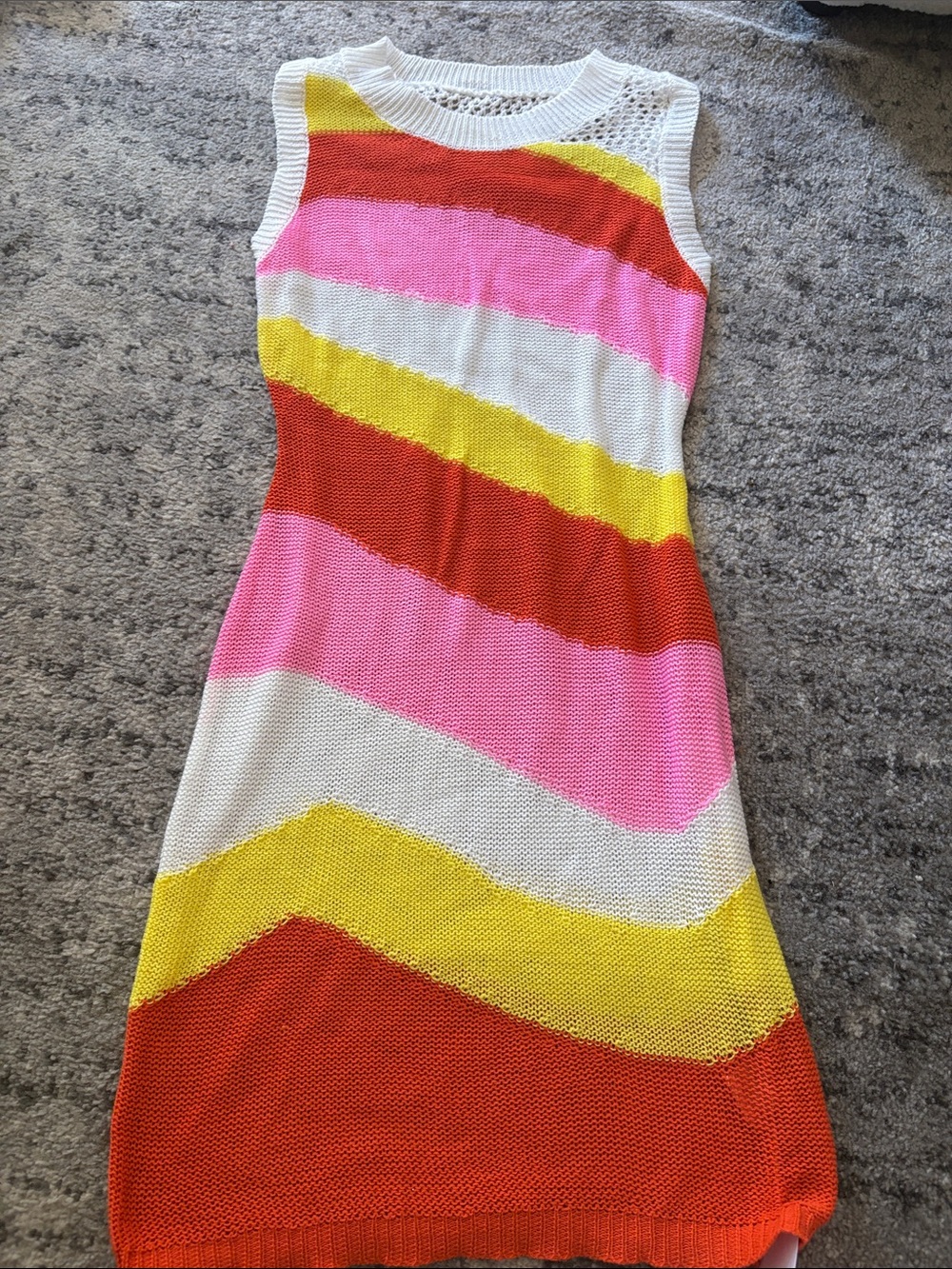 Striped Knit Sleeveless Summer Dress - Pink, Yellow, Red, White